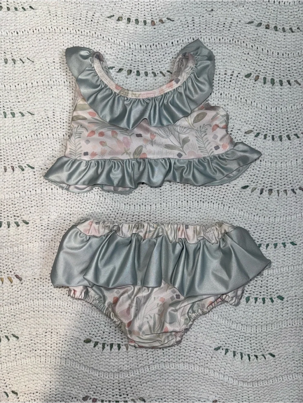 Girls Ruffled Two-Piece Swim Set in Floral